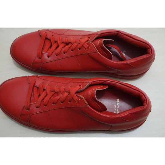 Saint Laurent Red Court Classic Low Sneakers SL/01 Sz 41 / 8 Made in Italy - Picture 7 of 9